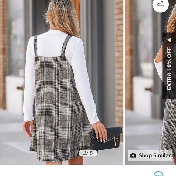 BRAND NEW plaid v neck mini dress - Picture 2 of 3